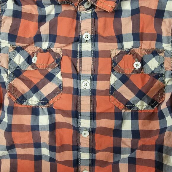 Tucker Tate Shirt Boys 7 Orange Plaid Long Sleeve Button Up Woven - Picture 4 of 11